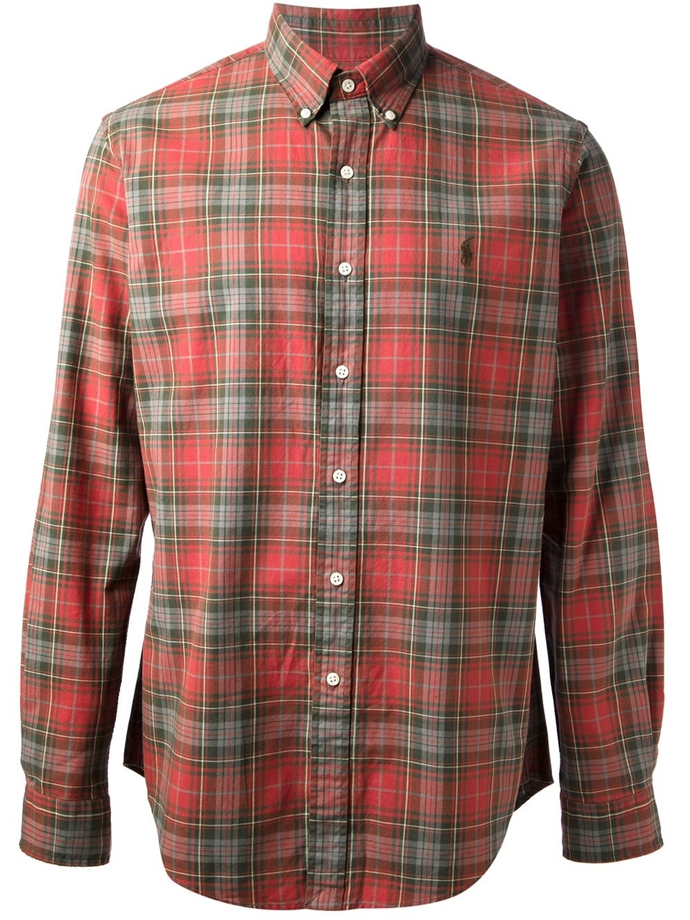 Ralph Lauren Custom Fit 100% Cotton Red & Green Plaid Button-Down Shirt (L)